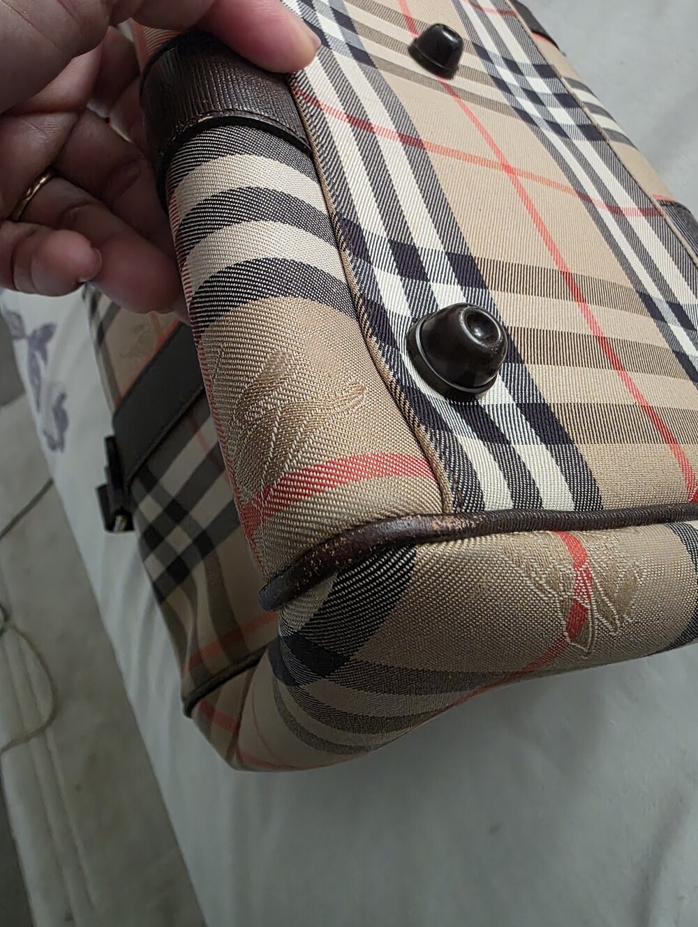 Burberry Tan and Black Checkered  Bag - Picture 10 of 13